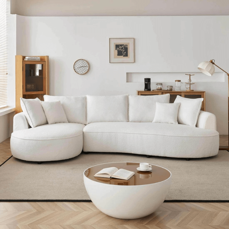 โซฟา 3 ที่นั่ง WISDOM DESIGN FURNITURE รุ่น ANGLE 300 ซม. ผ้าขนแกะ สีขาว