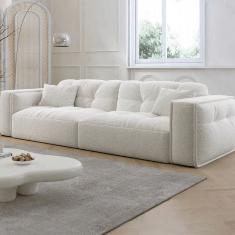 โซฟา 2 ที่นั่ง WISDOM DESIGN FURNITURE รุ่น KATE 200 ซม. ผ้าขนแกะ สีขาว