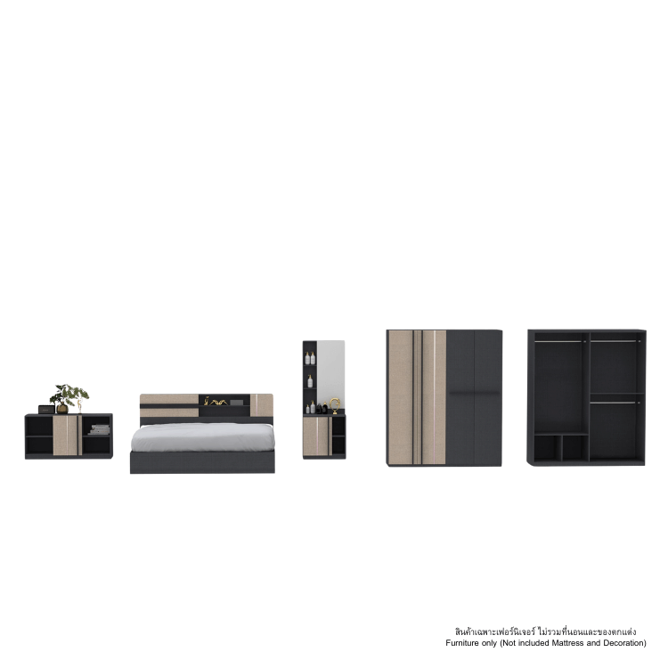ชุดห้องนอน 6 ฟุต WISDOM DESIGN FURNITURE รุ่น LUCIFER สียีนส์/คาปูชิโน่_2