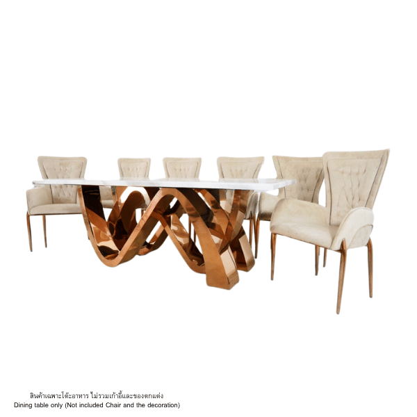 โต๊ะอาหารหินอ่อน WISDOM DESIGN FURNITURE รุ่น JOSEP 200 ซม. สีมาร์เบิ้ล/โรสโกลด์