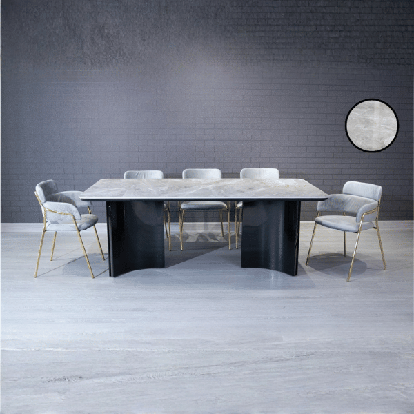 ชุดโต๊ะอาหารหินอ่อน 6 ที่นั่ง WISDOM DESIGN FURNITURE รุ่นโนเวล 200 ซม. สีขาว