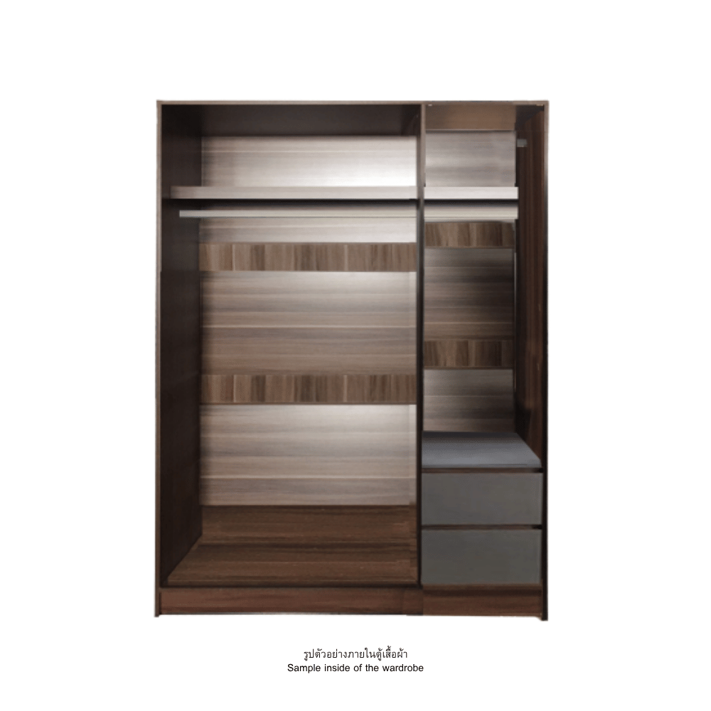 ตู้เสื้อผ้า 3 บานเปิด WISDOM DESIGN FURNITURE รุ่น WISDOM 120 ซม. สีวอลนัท/ยีนส์