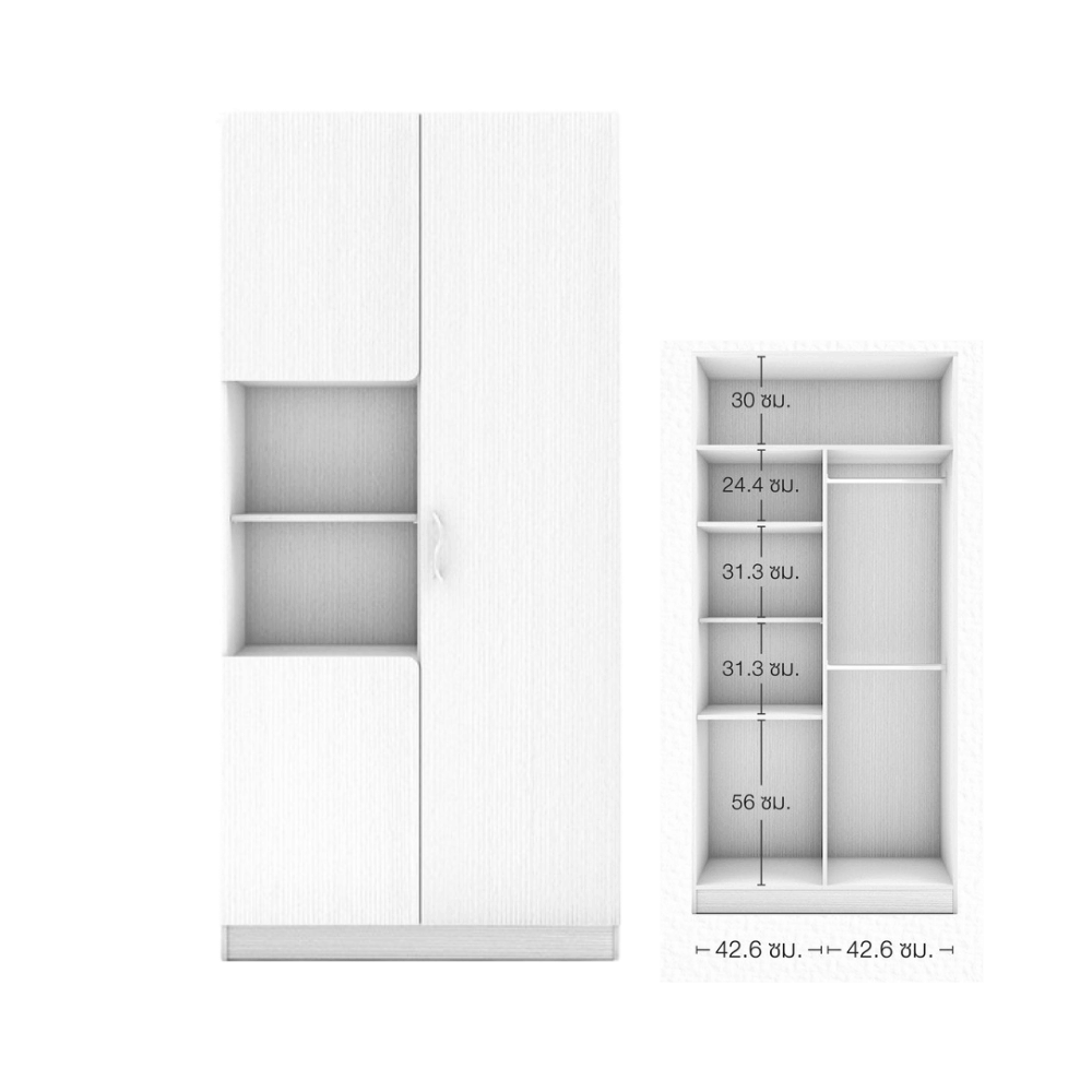 ชุดห้องนอน + ที่นอนสปริง 3.5 ฟุต WISDOM DESIGN FURNITURE รุ่น FAMINGO1 สีขาว_3