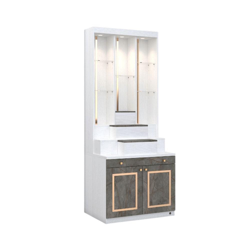 ตู้พระ WISDOM DESIGN FURNITURE รุ่น GO-06 ขนาด 80 ซม. สีขาว/บราวน์มาร์เบิ้ล/โกลด์
