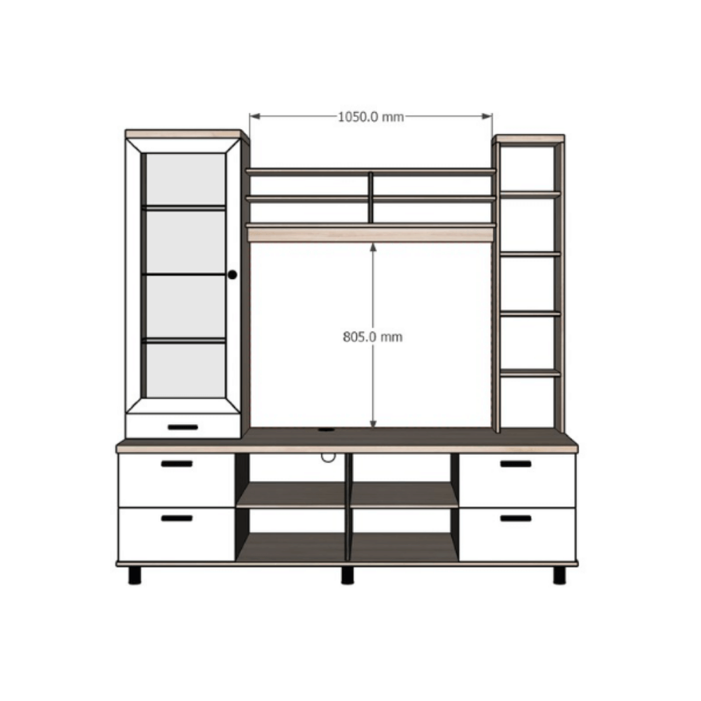 ตู้วางทีวี WISDOM DESIGN FURNITURE รุ่น HT-006 180 ซม. สีไลท์เวงเก้/แฟบริค