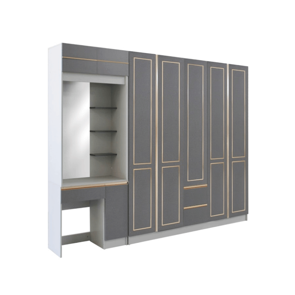 ชุดห้องนอน + ที่นอน PVC 6 ฟุต WISDOM DESIGN FURNITURE รุ่น BRAELYN 5 สียีนส์/กราไฟท์