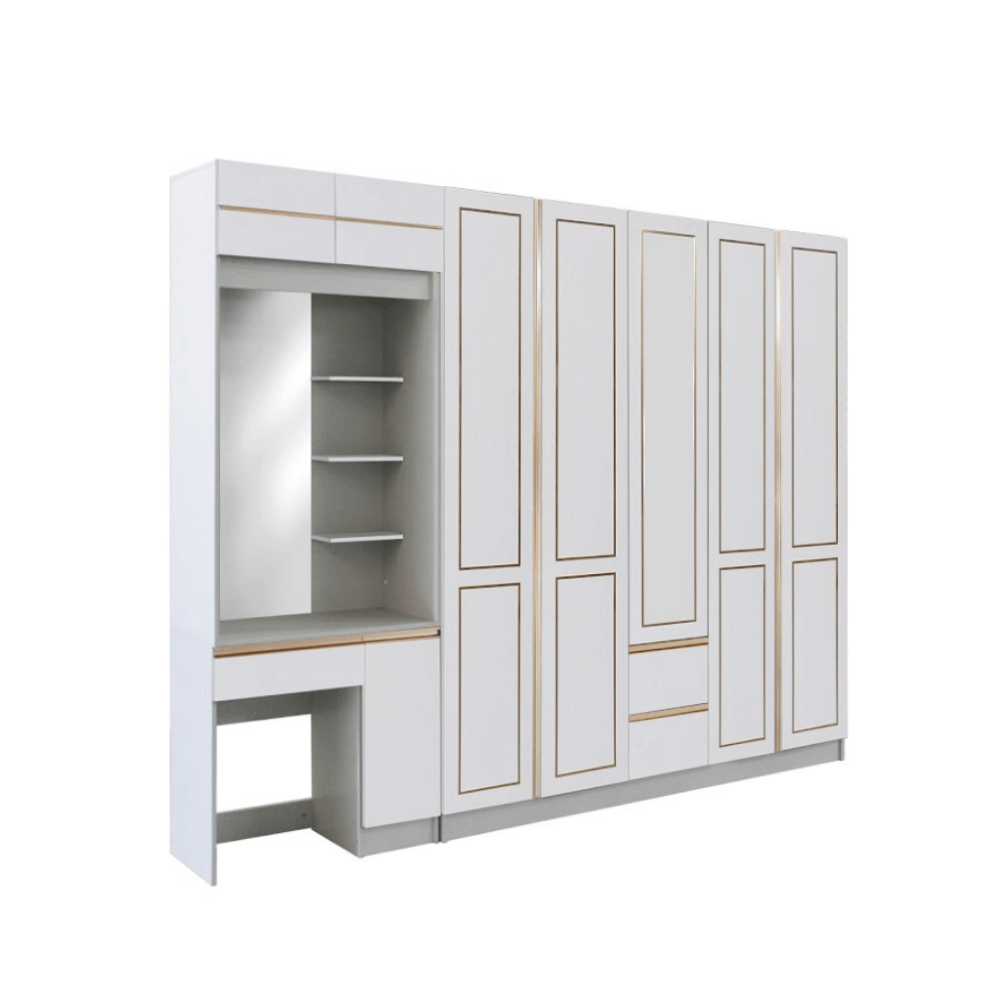 ชุดห้องนอน + ที่นอน PVC 6 ฟุต WISDOM DESIGN FURNITURE รุ่น BRAELYN 5 สีไลท์ยีนส์/ขาว