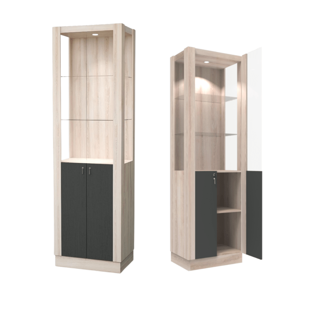 ตู้โชว์กระจก WISDOM DESIGN FURNITURE รุ่น CB-001 60 ซม. สีโซลิค/กราไฟท์