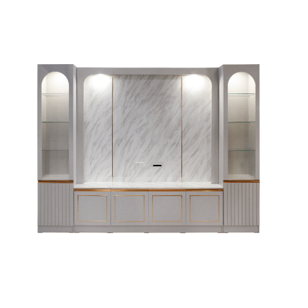ตู้วางทีวี WISDOM DESIGN FURNITURE รุ่น MABEL 300 ซม. สีไลท์ยีนส์/ไวท์มาร์เบิ้ล