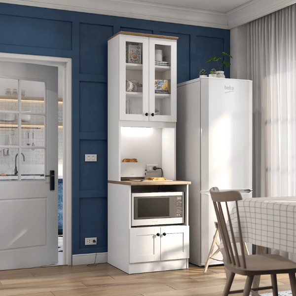 ครัวไม้สำเร็จ ตู้ตั้งพื้นพร้อมช่องใส่ไมโครเวฟ WISDOM DESIGN FURNITURE รุ่น KT-60 60 ซม. สีขาว/โรม่า_3