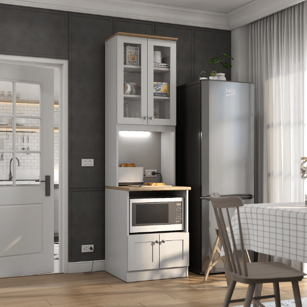 ครัวไม้สำเร็จ ตู้ตั้งพื้นพร้อมช่องใส่ไมโครเวฟ WISDOM DESIGN FURNITURE รุ่น KT-60 60 ซม. สีฟ็อก/โรม่า_3