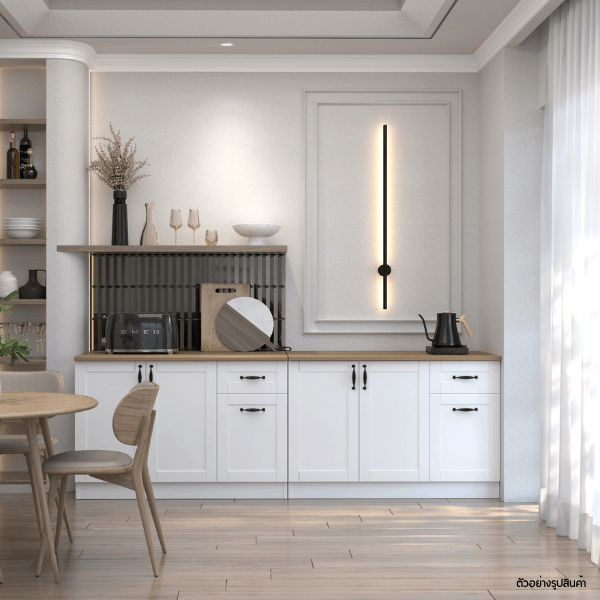 ตู้ตั้งพื้น ท็อปเรียบ WISDOM DESIGN FURNITURE KT-121C 120 ซม. สีขาว/ดำ