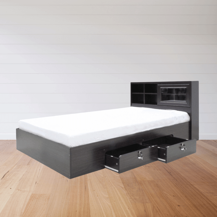 เตียง + ที่นอนสปริง 3.5 ฟุต WISDOM DESIGN FURNITURE รุ่น DESIGN-D สีโอ๊ค