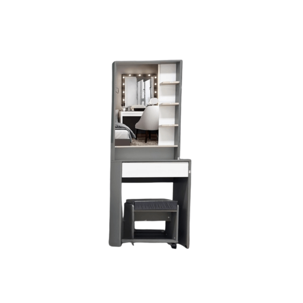 ชุดห้องนอน + ที่นอนสปริง 6 ฟุต WISDOM DESIGN FURNITURE รุ่น TRENDY สีเทา/ขาว_4