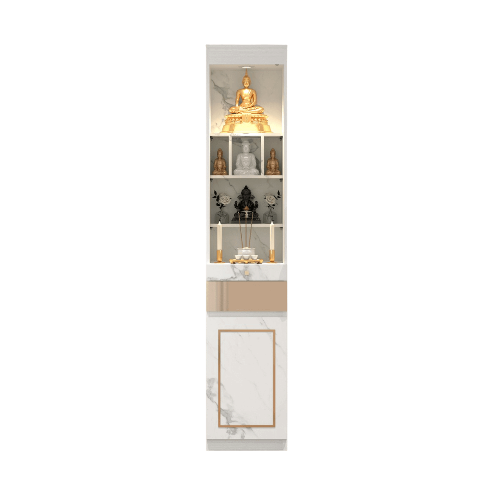 ตู้พระ WISDOM DESIGN FURNITURE รุ่น GO-05 ขนาด 40 ซม. สีขาว/มาร์เบิ้ล/โกลด์