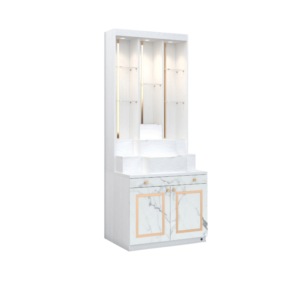 ตู้พระ WISDOM DESIGN FURNITURE รุ่น GO-06 ขนาด 80 ซม. สีขาว/มาร์เบิ้ล/โกลด์