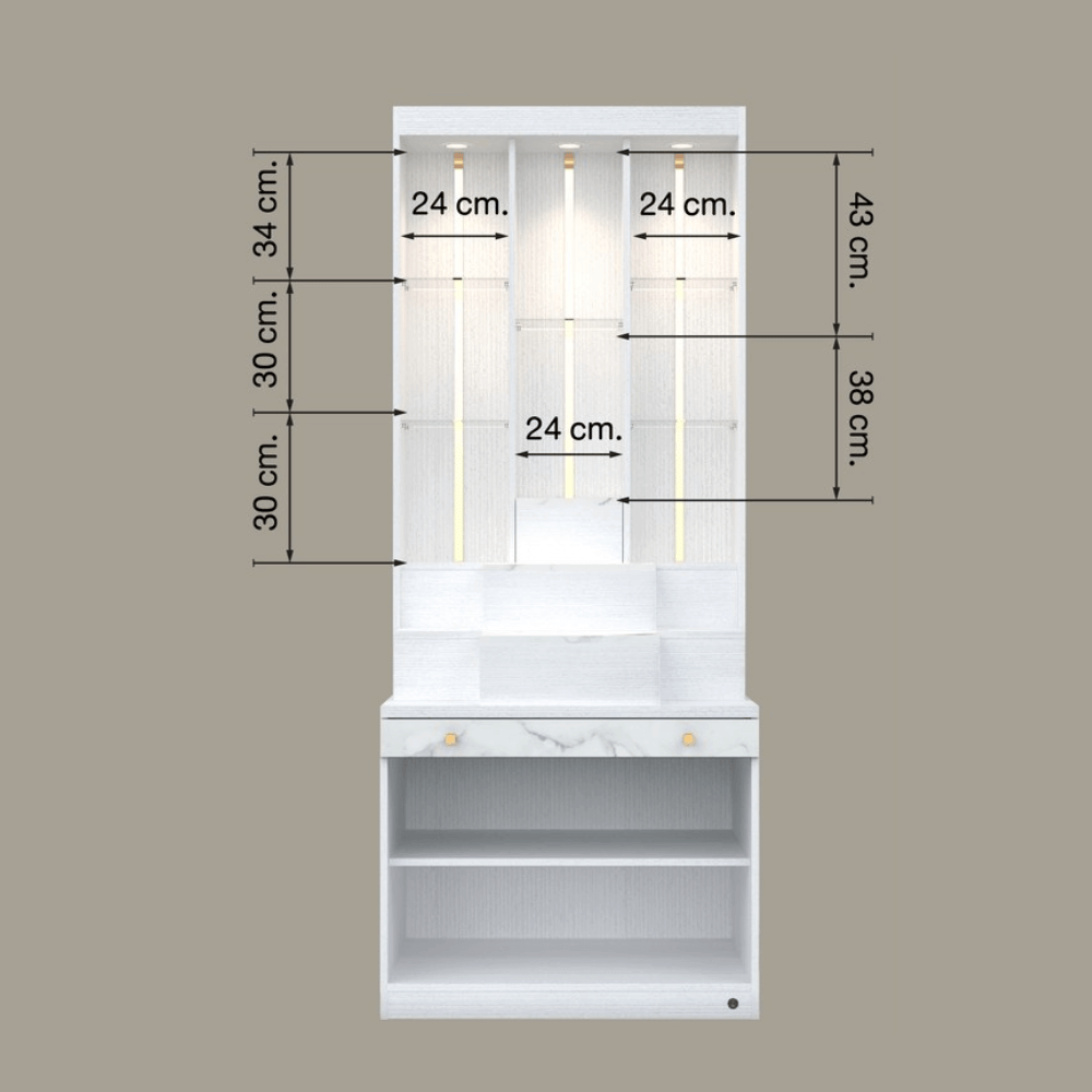 ตู้พระ WISDOM DESIGN FURNITURE รุ่น GO-06 ขนาด 80 ซม. สีขาว/บราวน์มาร์เบิ้ล/โกลด์