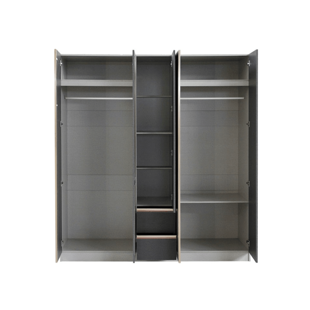 ชุดห้องนอน + ที่นอน PVC 6 ฟุต WISDOM DESIGN FURNITURE รุ่น BRAELYN 5 สียีนส์/กราไฟท์