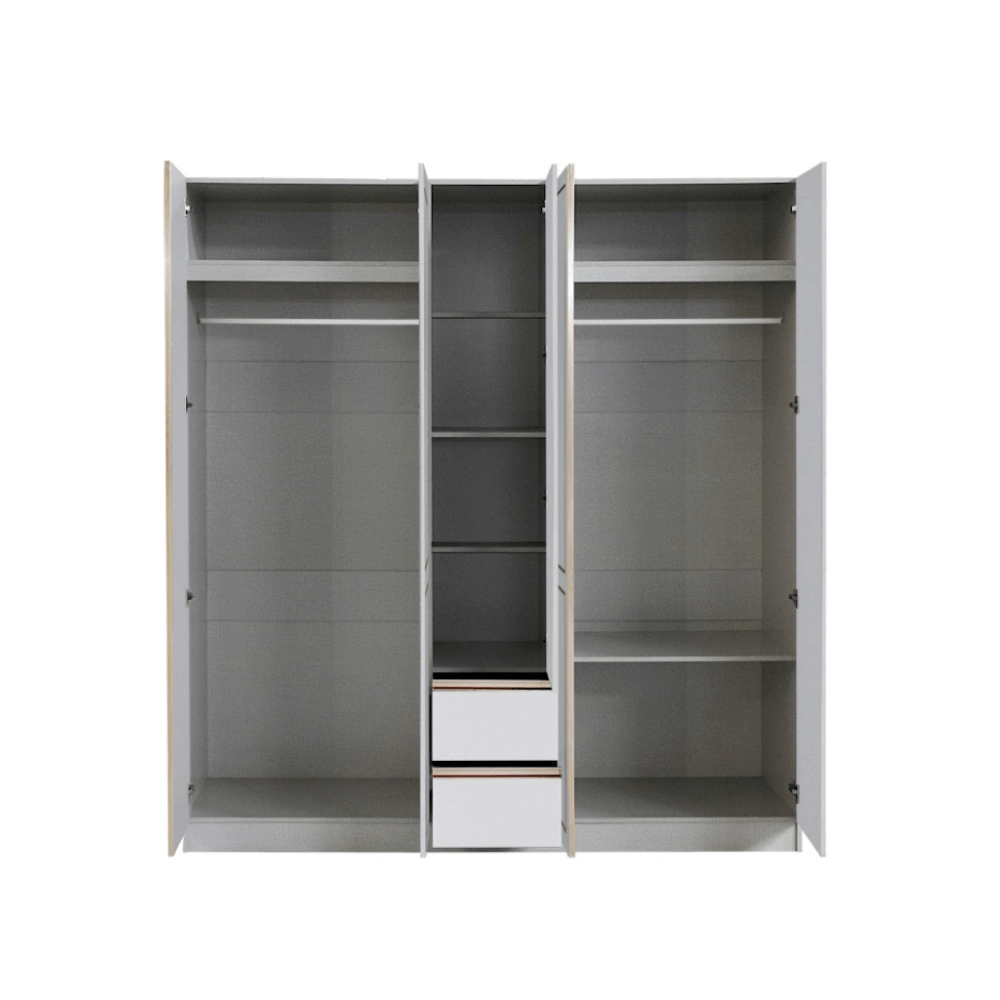 ชุดห้องนอน + ที่นอน PVC 6 ฟุต WISDOM DESIGN FURNITURE รุ่น BRAELYN 5 (กระจก) สีไลท์ยีนส์/ขาว