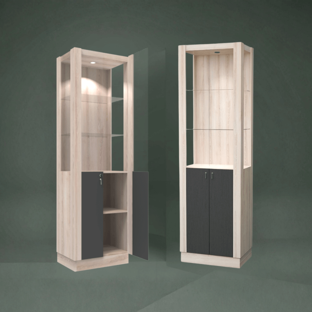 ตู้โชว์กระจก WISDOM DESIGN FURNITURE รุ่น CB-001 60 ซม. สีโซลิค/กราไฟท์
