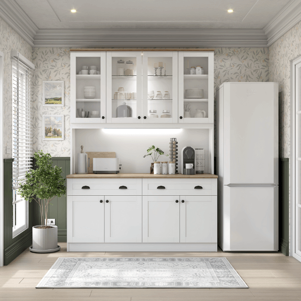 ครัวไม้สำเร็จ ตู้ตั้งพื้นท็อปเรียบ WISDOM DESIGN FURNITURE KT-161 160 ซม. สีขาว/โรม่า