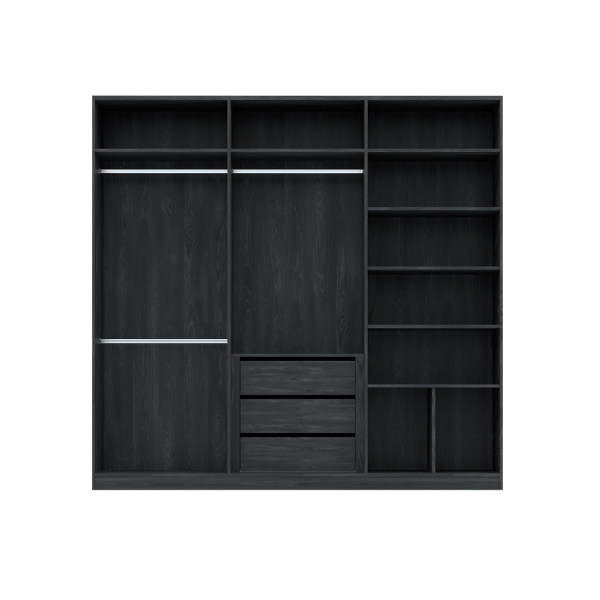 ตู้เสื้อผ้า 6 บานเปิด WISDOM DESIGN FURNITURE รุ่น GC-2401A 240 ซม. สีแอชเกรย์/ดาร์คมาร์เบิ้ล