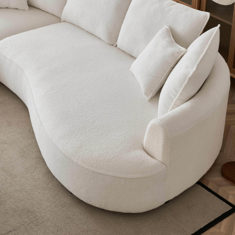 โซฟา 3 ที่นั่ง WISDOM DESIGN FURNITURE รุ่น ANGLE 300 ซม. ผ้าขนแกะ สีขาว
