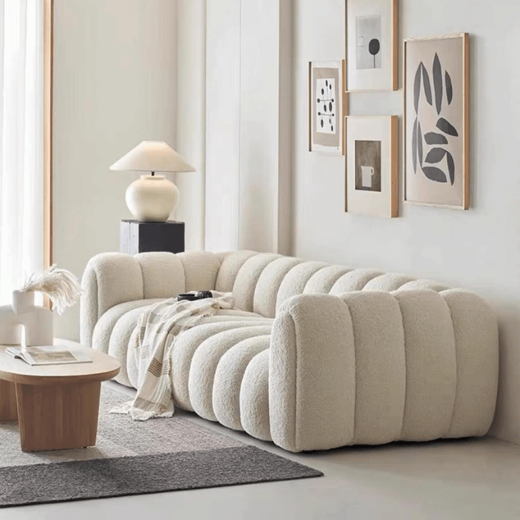 โซฟา 3 ที่นั่ง WISDOM DESIGN FURNITURE รุ่น LISA 220 ซม. ผ้าขนแกะ สีขาว