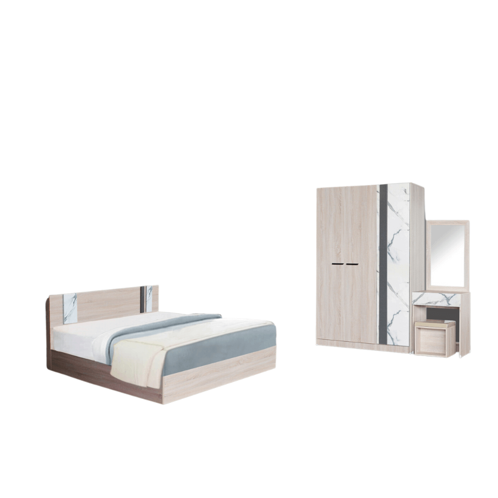 ชุดห้องนอน 6 ฟุต WISDOM DESIGN FURNITURE รุ่น GLORY สี โซลิค/หินอ่อน_5