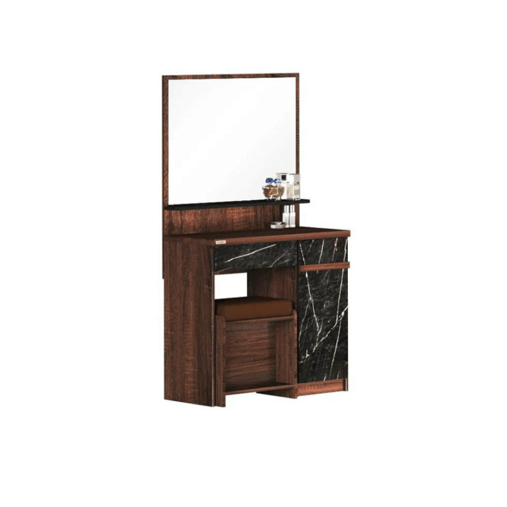 ชุดห้องนอน + ที่นอนสปริง 6 ฟุต WISDOM DESIGN FURNITURE รุ่น GALAXY สี วอลนัท/หิน_5