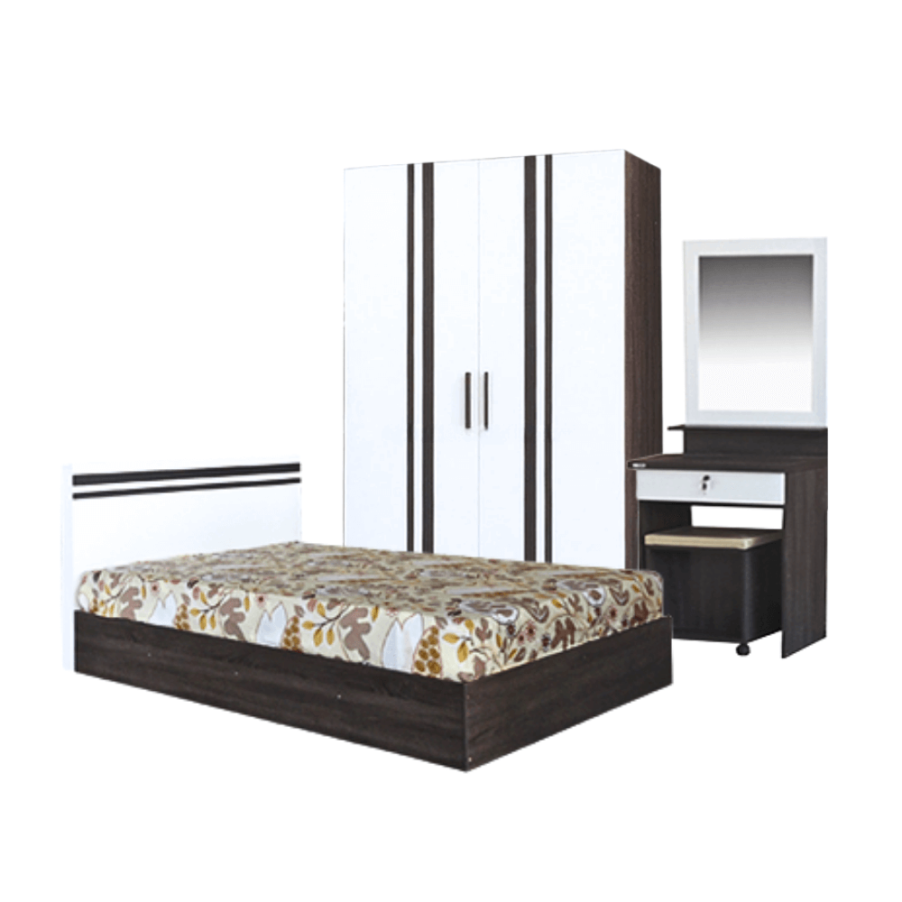 ชุดห้องนอน + ที่นอน PVC 5 ฟุต WISDOM DESIGN FURNITURE รุ่น ECO สี แอชบราวน์/ขาว_5