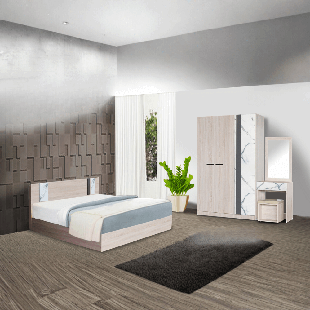 ชุดห้องนอน + ที่นอน PVC 5 ฟุต WISDOM DESIGN FURNITURE รุ่น GLORY สี โซลิค/หินอ่อน_5