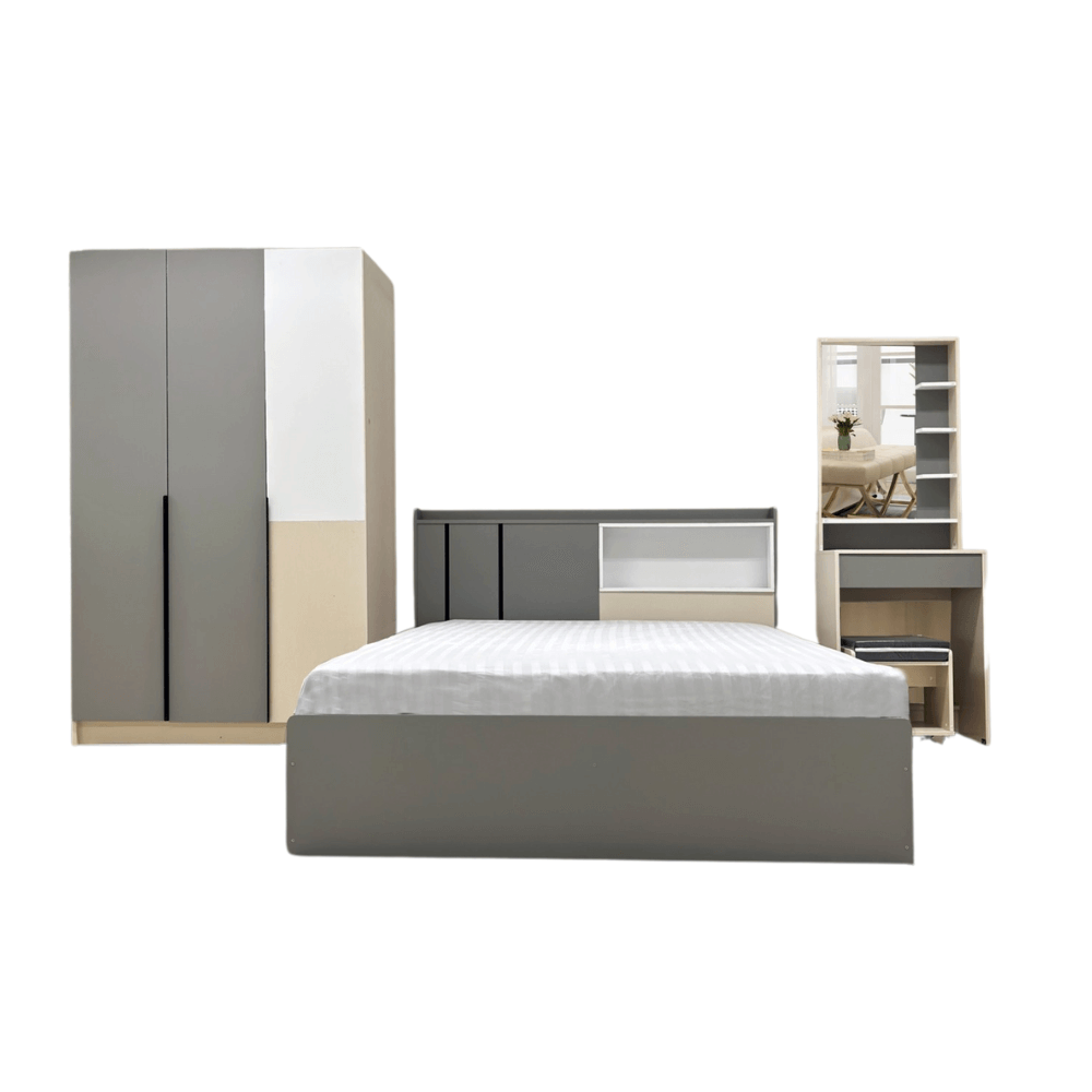 ชุดห้องนอน 5 ฟุต WISDOM DESIGN FURNITURE รุ่น TRENDY สีเบจ/เทา_5