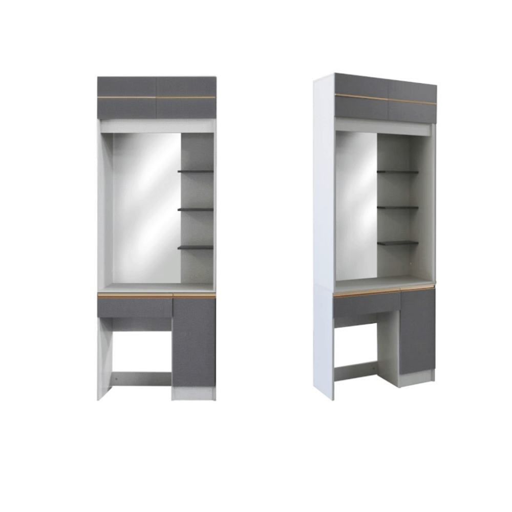 ชุดห้องนอน + ที่นอน PVC 6 ฟุต WISDOM DESIGN FURNITURE รุ่น BRAELYN 6 (กระจก) สียีนส์/กราไฟท์