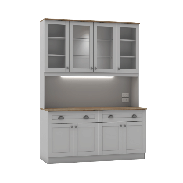 ครัวไม้สำเร็จ ตู้ตั้งพื้นท็อปเรียบ WISDOM DESIGN FURNITURE KT-161 160 ซม. สีฟ็อก/โรม่า