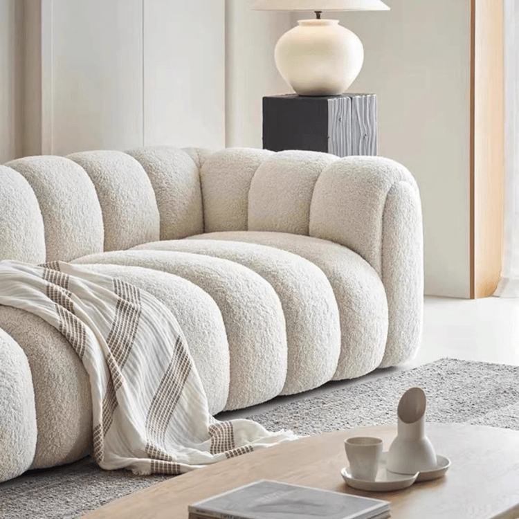 โซฟา 3 ที่นั่ง WISDOM DESIGN FURNITURE รุ่น LISA 220 ซม. ผ้าขนแกะ สีขาว
