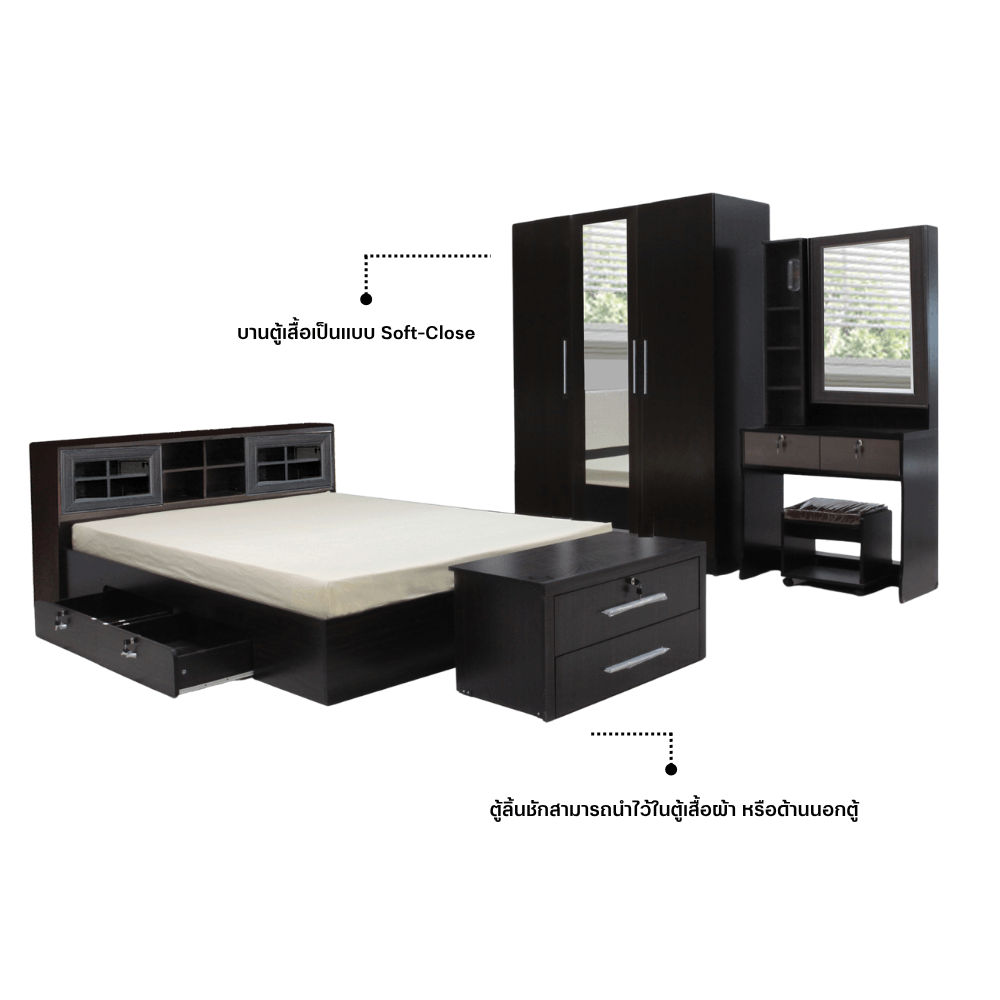 ชุดห้องนอน 6 ฟุต WISDOM DESIGN FURNITURE รุ่น NAKED2 สี โอ๊ค_6