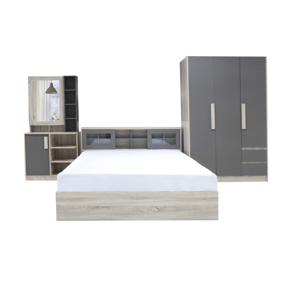ชุดห้องนอน + ที่นอนสปริง 5 ฟุต WISDOM DESIGN FURNITURE รุ่น WISDOM สี โซลิค/ยีนส์_6