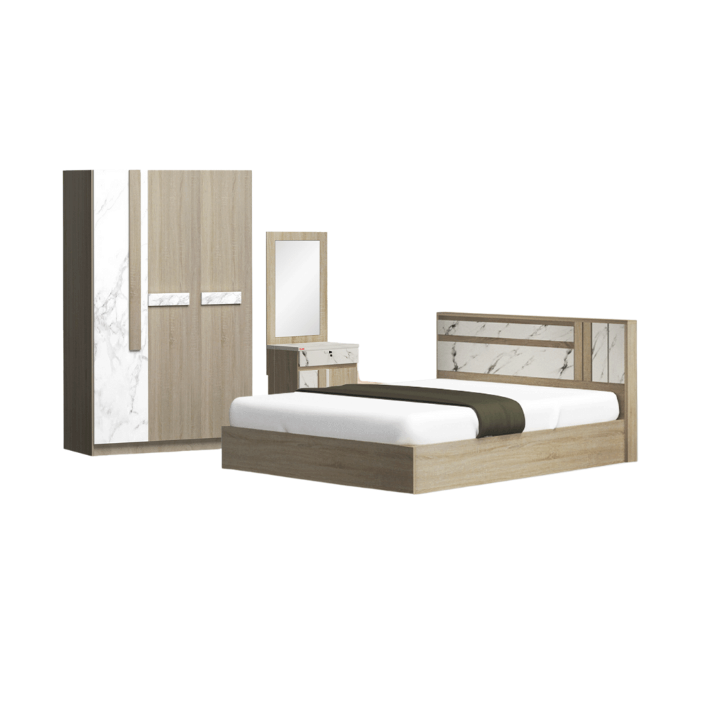 ชุดห้องนอน + ที่นอนสปริง 6 ฟุต WISDOM DESIGN FURNITURE รุ่น SWAN สี โซลิค/หินอ่อน_6