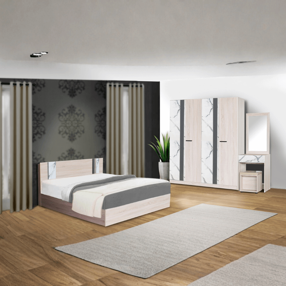 ชุดห้องนอน + ที่นอน PVC 5 ฟุต WISDOM DESIGN FURNITURE รุ่น GLORY PLUS สี โซลิค/หินอ่อน_6