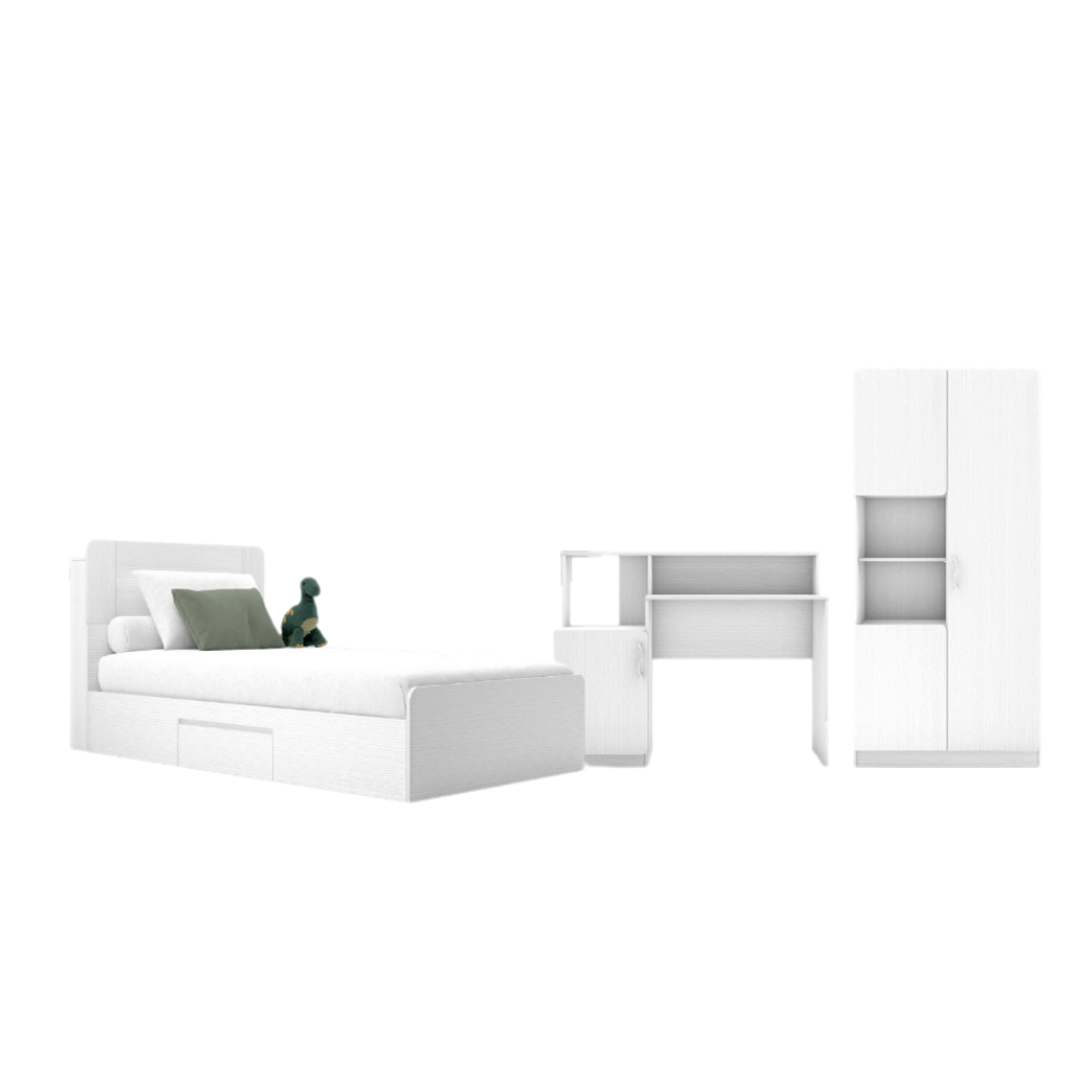 ชุดห้องนอน + ที่นอน PVC 3.5 ฟุต WISDOM DESIGN FURNITURE รุ่น FAMINGO1 สีขาว_6