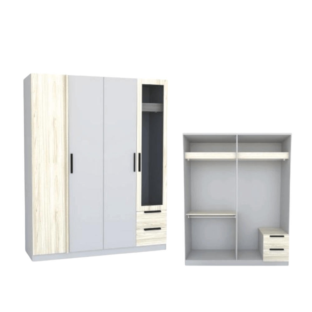 ชุดห้องนอน + ที่นอน PVC 6 ฟุต WISDOM DESIGN FURNITURE รุ่น VIDA1 สีไวท์โอ๊ค/เทา