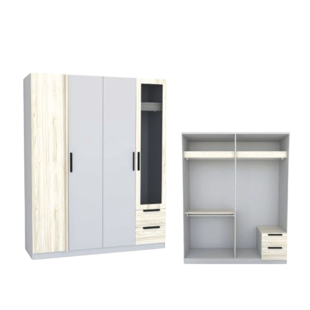 ชุดห้องนอน + ที่นอน PVC 6 ฟุต WISDOM DESIGN FURNITURE รุ่น VIDA2 สีไวท์โอ๊ค/เทา