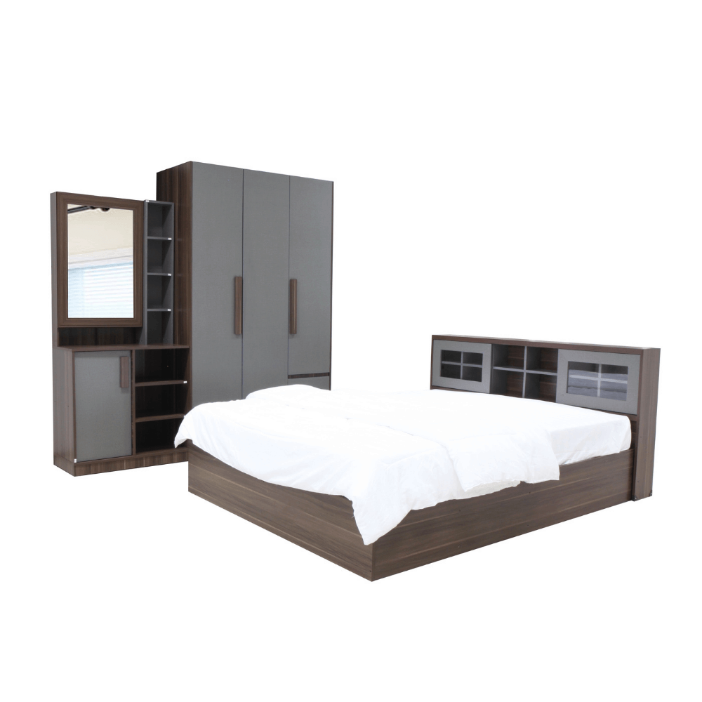 ชุดห้องนอน 6 ฟุต WISDOM DESIGN FURNITURE รุ่น WISDOM สี วอลนัท/ยีนส์_7
