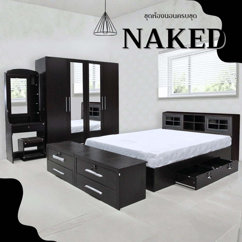 ชุดห้องนอน 3.5 ฟุต WISDOM DESIGN FURNITURE รุ่น NAKED1 สี โอ๊ค