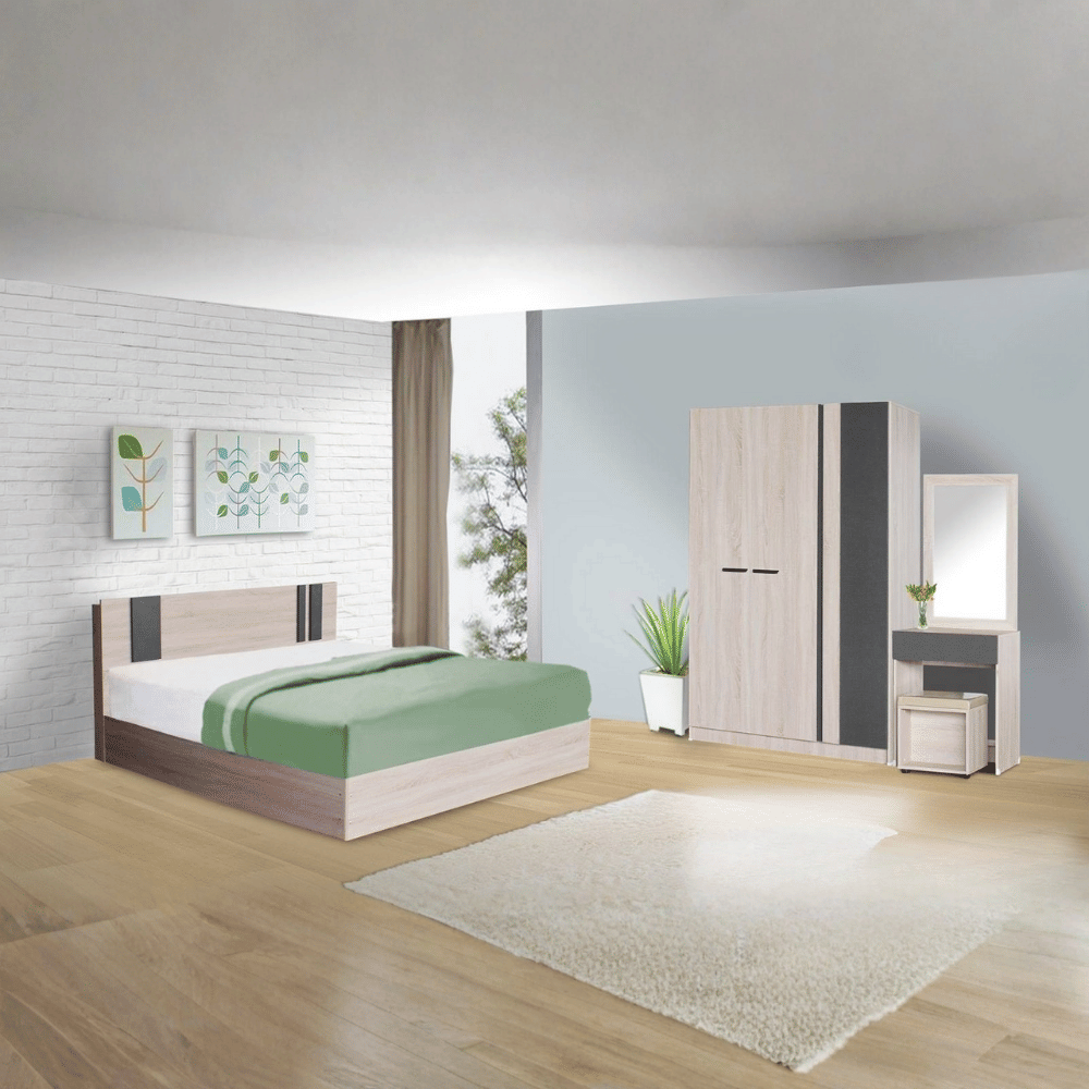 ชุดห้องนอน 5 ฟุต WISDOM DESIGN FURNITURE รุ่น GLORY สี โซลิค/กราไฟท์
