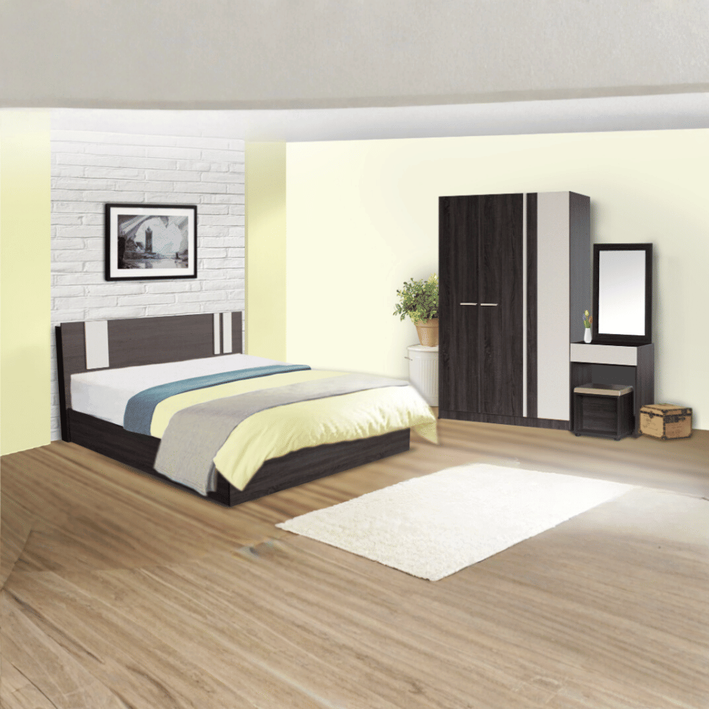 ชุดห้องนอน 6 ฟุต WISDOM DESIGN FURNITURE รุ่น GLORY สี แอชบราวน์/เบจ
