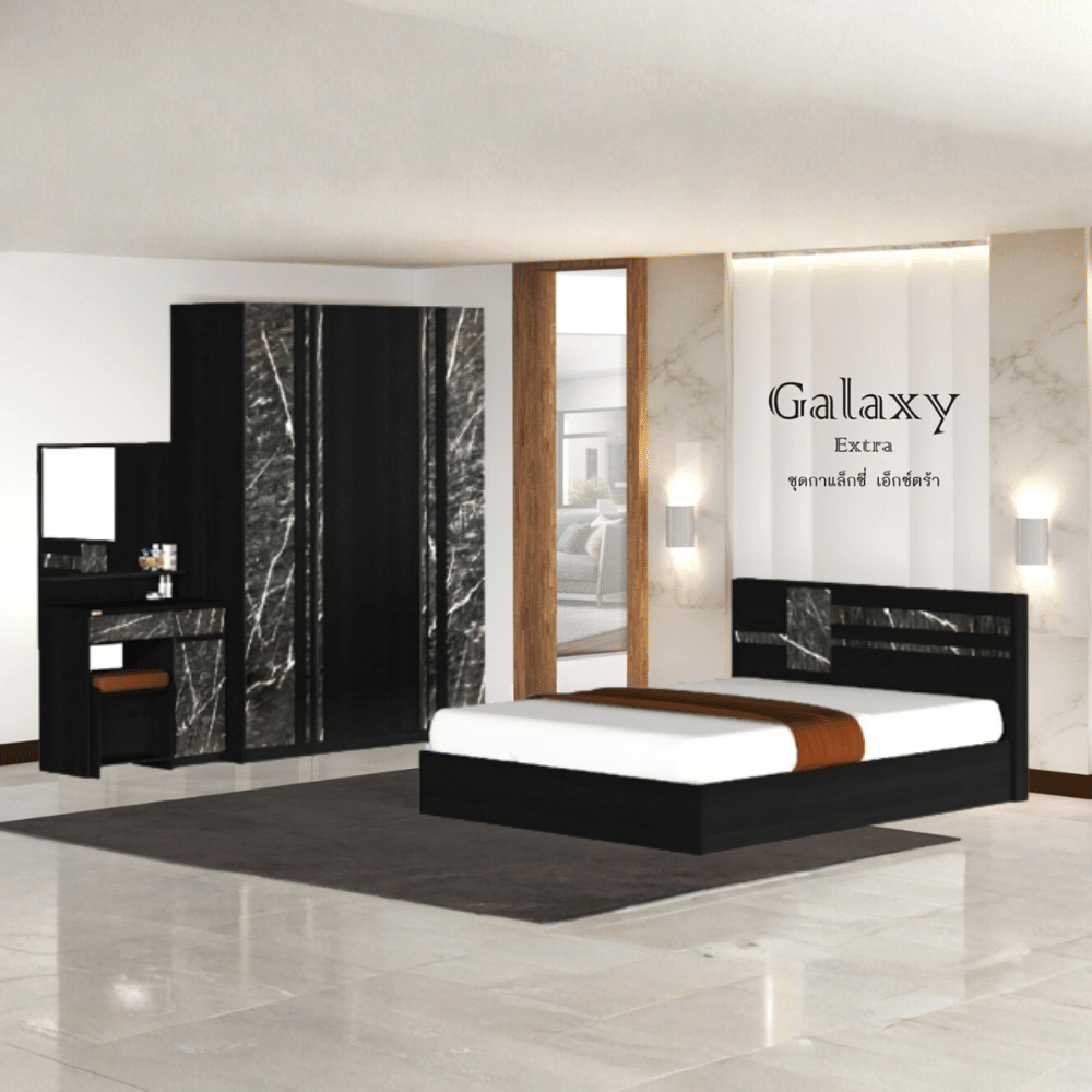 ชุดห้องนอน 6 ฟุต WISDOM DESIGN FURNITURE รุ่น GALAXY EXTRA สี โอ๊ค/หิน