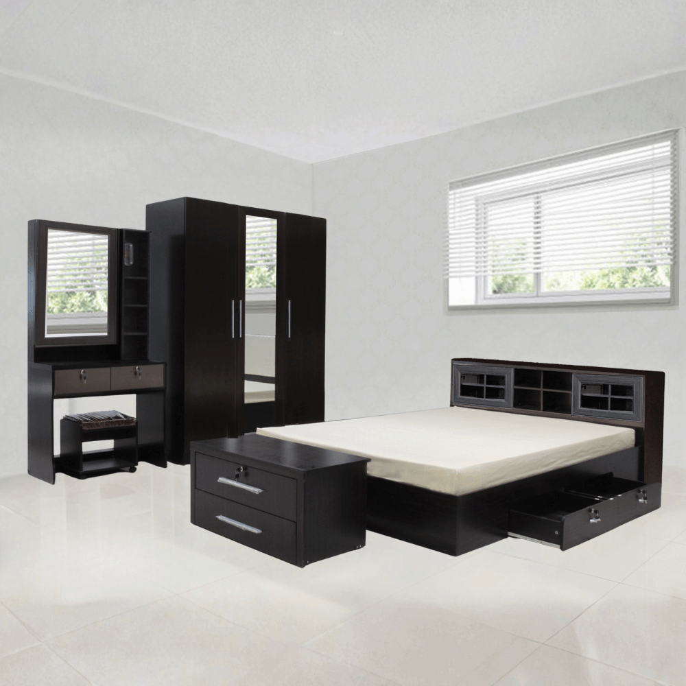 ชุดห้องนอน + ที่นอนสปริง 3.5 ฟุต WISDOM DESIGN FURNITURE รุ่น RADDER สีโอ๊ค_7