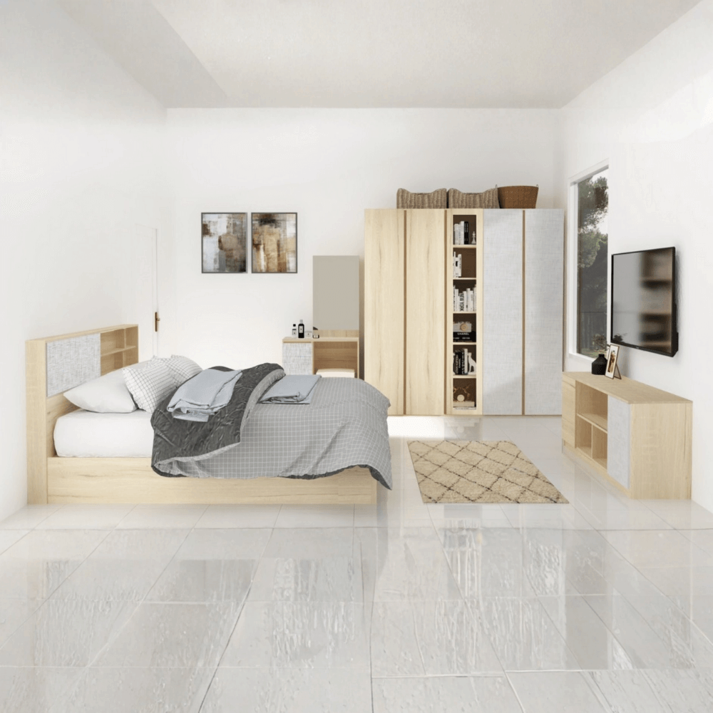 ชุดห้องนอน + ที่นอน PVC 6 ฟุต WISDOM DESIGN FURNITURE รุ่น ODINEY สีโคโค่นัท_7